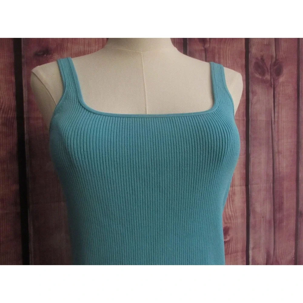 J.Crew Women's Mini Sweater Dress Vivid Lagoon Ribbed Bodycon Sleeveless Size M